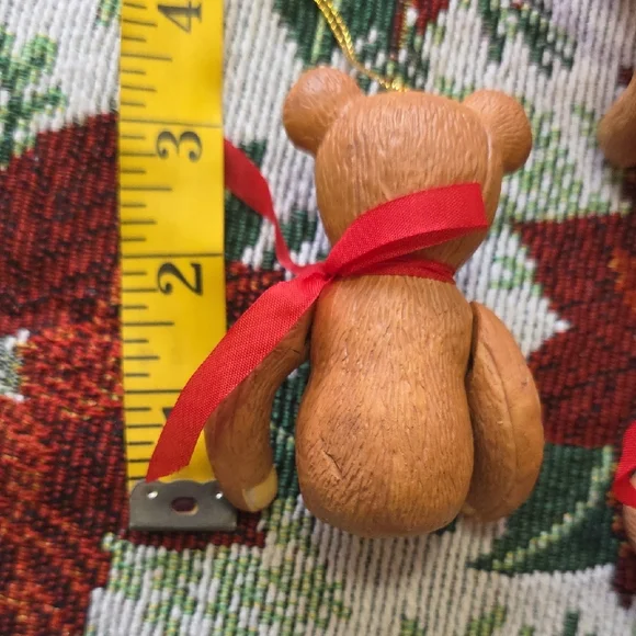 Vintage Jointed Porcelain Posable Chrismas Holiday Teddy Bear Ornaments Brown 3 - Picture 10 of 10